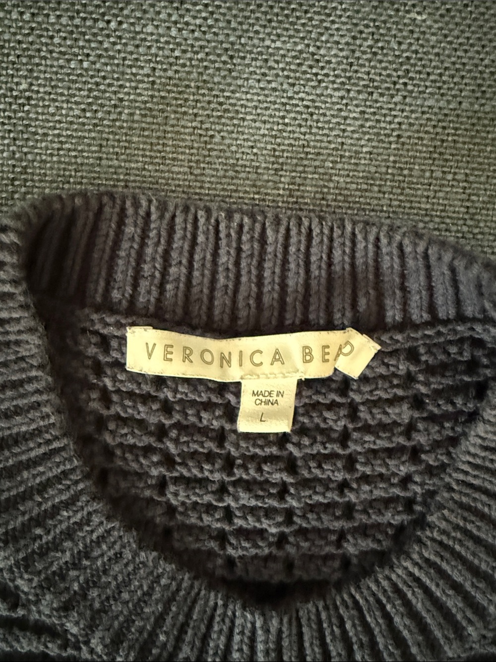 Veronica Beard Dark Charcoal Waffle Knit Pullover